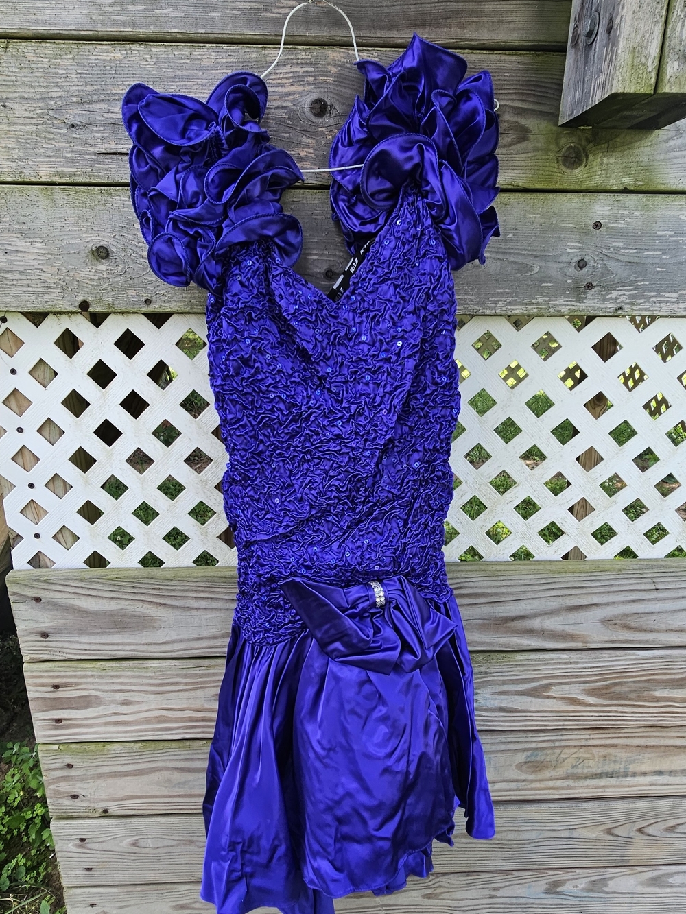 Zum Zum by Niki Livas Royal Purple Ruffled Satin Prom Dress
